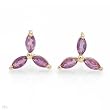 High Quality Earrings With 0.60ctw Genuine Amethysts Made of Yellow Gold Length 8mm