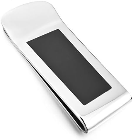 Men's Stainless Steel Enamel Money Clip Silver Black Punk Rock Biker