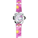 Hello Kitty Watch with Flower-Shaped Face - Pink Rainbows Band