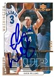 Aaron Williams Autographed/Hand Signed Basketball Card (Washington Wizards) 2000 Upper Deck MVP #186