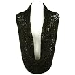 Ladies Winter Chunky Weave Wide Knit Chain Circle Loop Eternity Snow Scarf Black