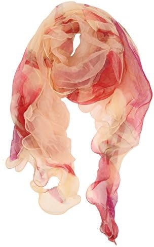 Just Libby--Women's 100% Silk Oblong Print Scarf (One, Cream & Rose)