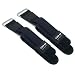 2 Sport Watchbands Black Leather Nylon 19mm Hook & Loop
