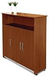OFM 55116-CHERRY & SILVER Executive Storage Cabinet-Cherry and Silver