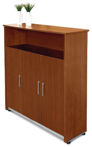 OFM 55116-CHERRY & SILVER Executive Storage Cabinet-Cherry and Silver