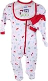 Tuti Fruiti New Fall/Winter Infant Baby Boys 3 Pc. Red Choo Choo Footie Set with Bib