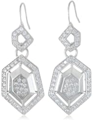 Sterling Silver Simulated Diamond Geometric Shape Dangle Earrings