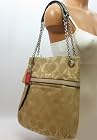 NEW AUTHENTIC COACH POPPY LUREX SIGNATURE SLIM TOTE BAG (Khaki)