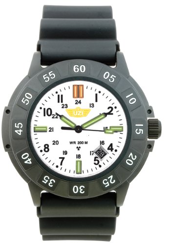 Uzi Men's Uzi-002-R The Protector Tritium H3 Black Rubber Strap Watch