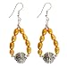 EXP Handmade Golden Yellow Pearl Dangle Earrings With Antiqued Silver Beads