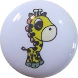 Giraffe Baby Big Eyes Ceramic Cabinet Drawer Pull Knob