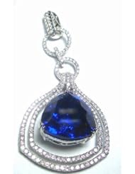 18K White Gold Tanzanite and Diamond Pendant -- LIFETIME WARRANTY