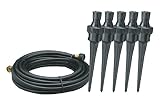 Nelson 50180 Simple Soaker Flower Watering Sprinkler with 50-Foot Tubing, Five Nozzles with Plastic Spikes, Risers, End Plug Set, and Deflectors