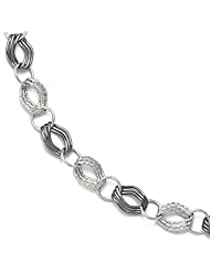 Leslies 14k White Gold w/ Black Rhodium Fancy Link Bracelet Length 7"