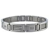Stainless Steel Mens Cable Bracelet w/ Diamond Accent (.25 cttw), 9