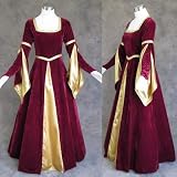 Burgundy and Gold Medieval Renaissance Gown Dress Costume LOTR Wedding XL/1X by Artemisia Designs