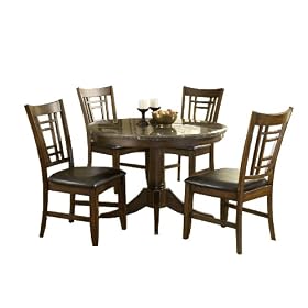 Hillsdale Patterson Round 5-Piece Dining Set, Dark Oak, Set Includes 1-Table and 4-Chairs by Hillsdale Furniture