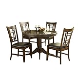 Hillsdale Patterson Round 5-Piece Dining Set, Dark Oak, Set Includes 1-Table and 4-Chairs