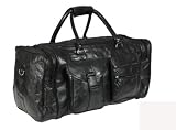 2980 23'' BLACK LEATHER PATCHWORK DUFFLE BAG
