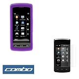 Durable Flexible Soft Dark Purple Silicone Skin Case + Clear Reusable LCD Screen Protector for LG VU CU920 CU915 Cell Phone