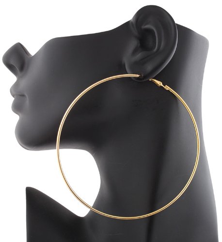 2 Pairs of Ladies Gold 4 Inch Hoop Earrings