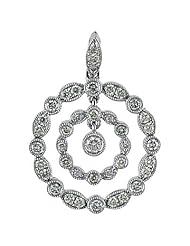 14K White Gold Diamond Dashing Diamonds Pendant With 18 Inch Rope Chain