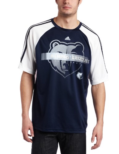 NBA Men's Memphis Grizzlies Assassin Three Stripe Short Sleeve Crew (Collegiate Navy/White, Large)