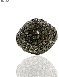 12*10*5mm .925 Sterling Silver Diamond Pave Spacer Bead Charm Jewelry