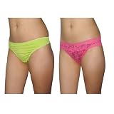 2 PACK Womens Sexy Hipster Briefs Underwear Thong Panties Knickers - Green Rose