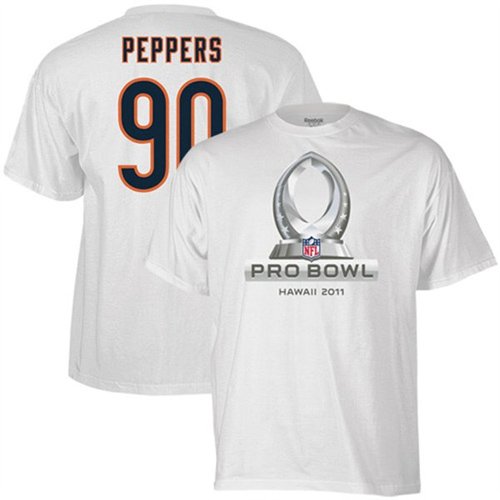 Reebok Chicago Bears #90 Julius Peppers White 2011 Pro Bowl Name & Number T-Shirt, Large