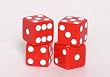 Koplow Set of 4 Loaded Dice 1-5-6 & 3-4-5, Opaque Red with White pips