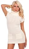 Chic Short Straight Cut Sleeves High Collar Turtle Neck Versatile Fitted Sweater Mini Dress