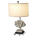 Pack of 2 Nautical Silver Seashell Raised Pedestal Table Lamps