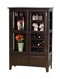 Coaster Virginia Bar Cabinet with Glass Doors and Wine Rack in Dark Cappuccino