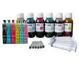 6 US Patented Empty #78 Refillable Ink Cartridges with Auto Reset Chips + 6x4oz Nano Refill Ink + 6 Syringes for Epson Artisan 50 and Epson Stylus Photo R260, R280, R380, RX580, RX595, RX680 ...