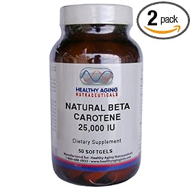 Healthy Aging Nutraceuticals Natural Beta Carotene 25,000 Iu 50 Softgels (Pack of 2)
