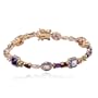 18k Yellow Gold Plated Sterling Silver Multi-Gemstone and Diamond Bracelet, 7.25"