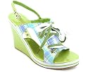PLAID LACE UP SLINGBACK WEDGE