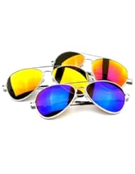 3 Pairs Classic Full Mirrored Aviator Sunglasses 3 Colors