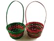 Club Pack Of 96 Round Red and Green Christmas Wicker Baskets 12"
