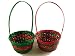 Club Pack Of 96 Round Red and Green Christmas Wicker Baskets 12"