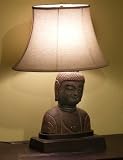 Stone Buddha Head Table Lamp with Shade