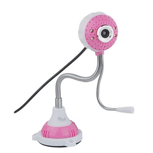 GTMax Flexible 12 Mega Pixel High Resolution w/ 4 LED Light & Microphone USB PC Webcam - Pink