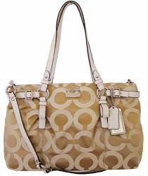 Coach Madison Op Art Signature Sateen Carryall Bag 17688 Lt Khaki Parchment