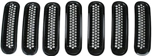 William Black Front Grill Mesh Grille Insert Kit for 2007-2015 Jeep Wrangler Rubicon Sahara Jk,7pcs