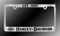 Harley Davidson Car Truck SUV License Plate Frame Metal - Est. 1903 Vintage Script w/ Bar & Shield Logo