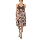 Faith, Love and Passion Empire-Waist Floral Skirt Dress - Brown/ Tan/ Red