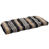 Pillow Perfect Outdoor Black/Tan Stripe Wicker Loveseat Cushion