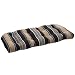 Pillow Perfect Outdoor Black/Tan Stripe Wicker Loveseat Cushion