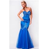 Nina Canacci Juniors Royal Beaded Charmeuse Formal Gown Size 0-18